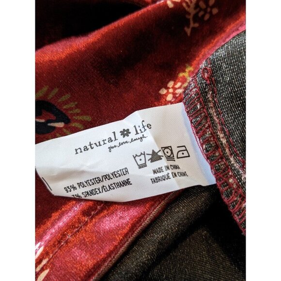 Natural Life New Claire Velvet Dress Womens Size Large Cranberry Fan Motif - Picture 9 of 9